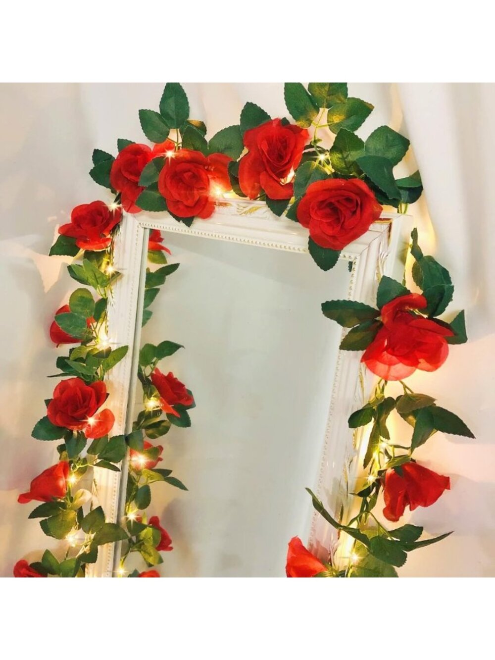 Battery-Powered 20LED Rose Vine String Lights - Floral Fairy Lights for